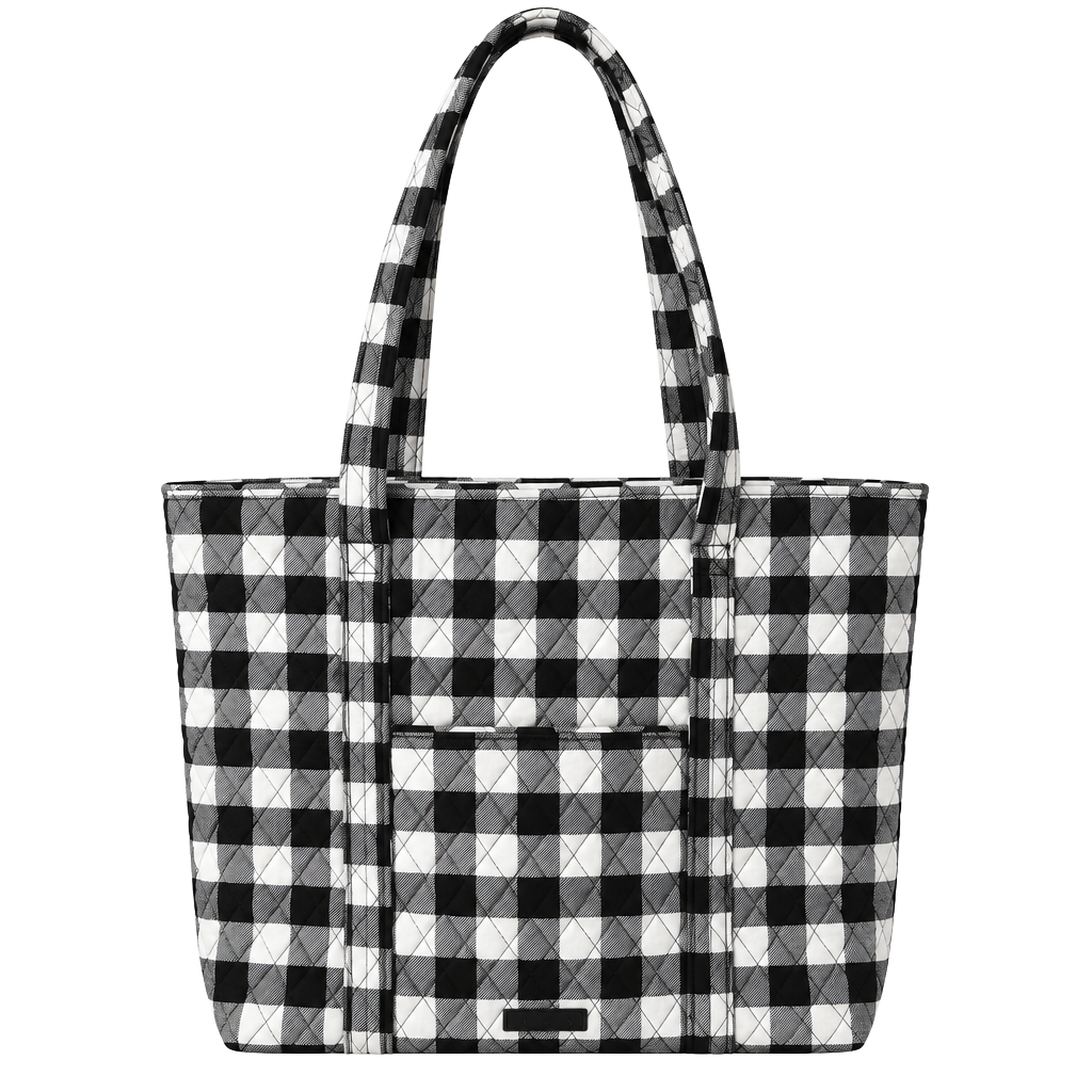 Vera Bradley Tote Bag Black White Buffalo Plaid Quilted 1