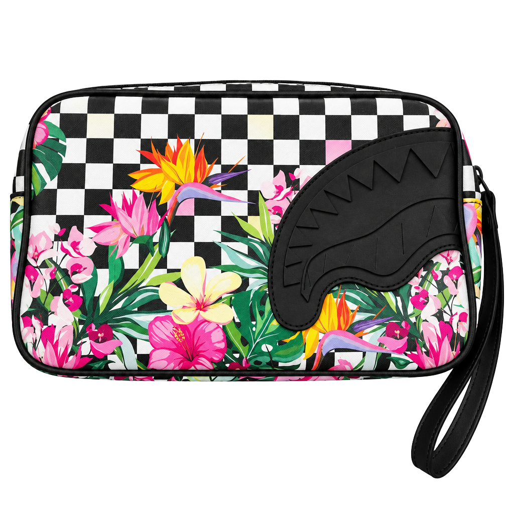 Sprayground Miami Fauna Toiletry Brick Floral Checkered Pouch 1