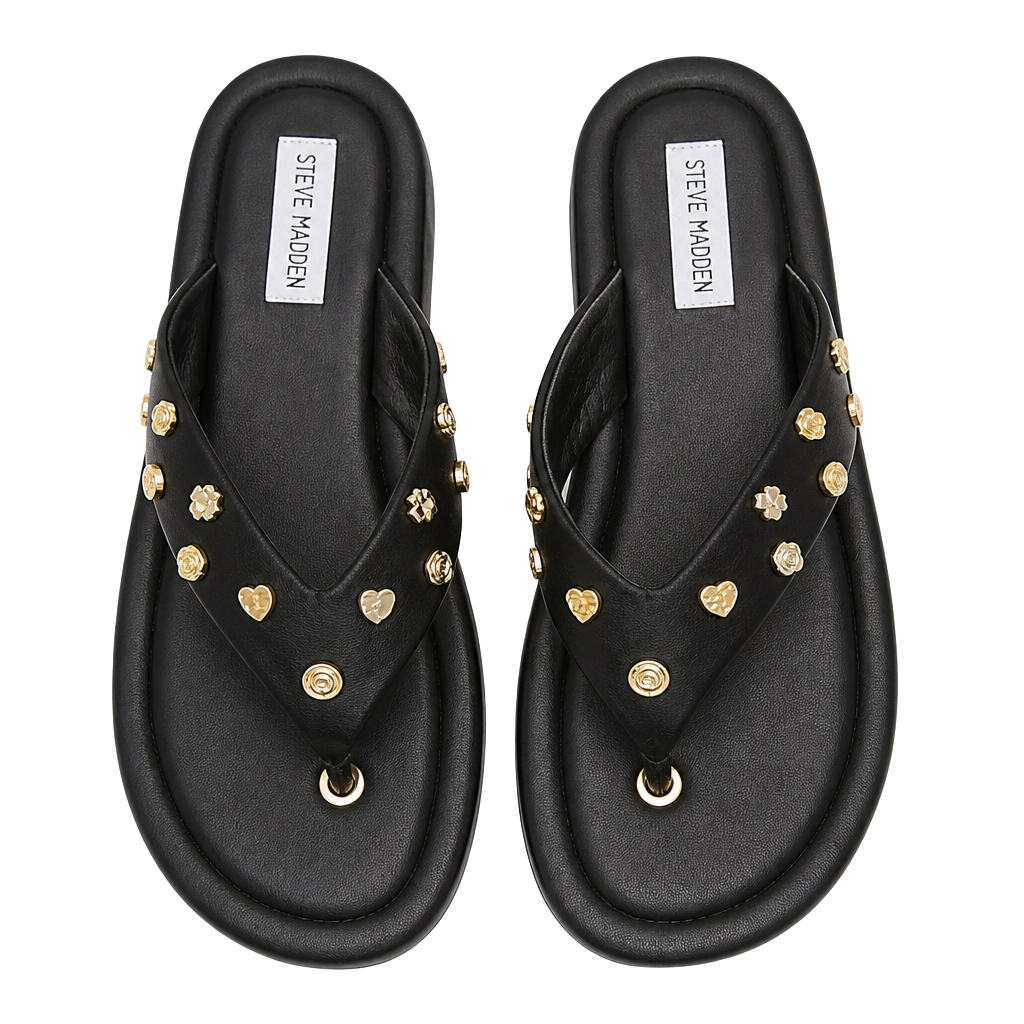 Steve Madden Size 9M Black Studded Flatform Sandals 1
