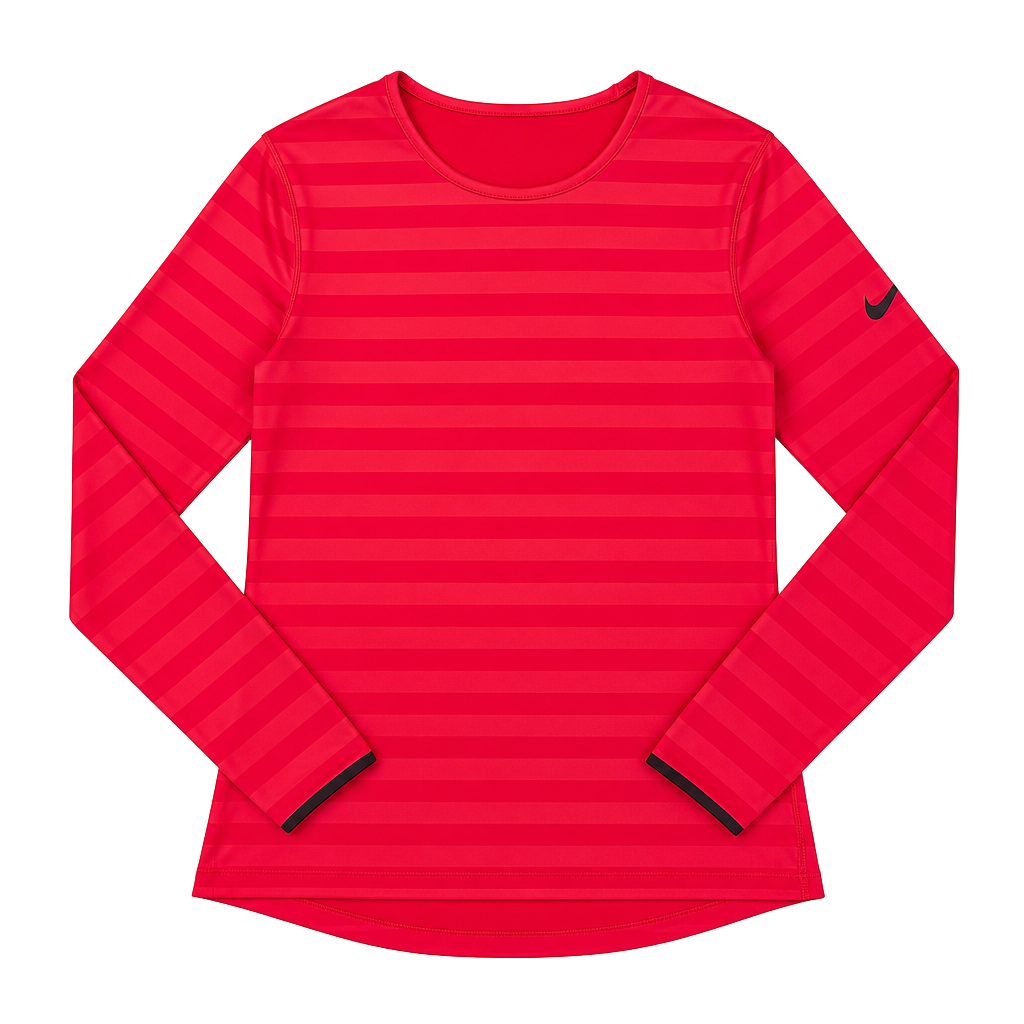 Nike Pro Dri-FIT Long Sleeve Shirt Size M Red Striped Thermal Fleece 1