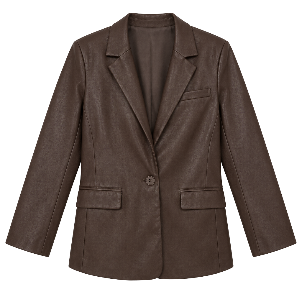FIFTEEN TWENTY Faux Leather Blazer Size L Brown 1