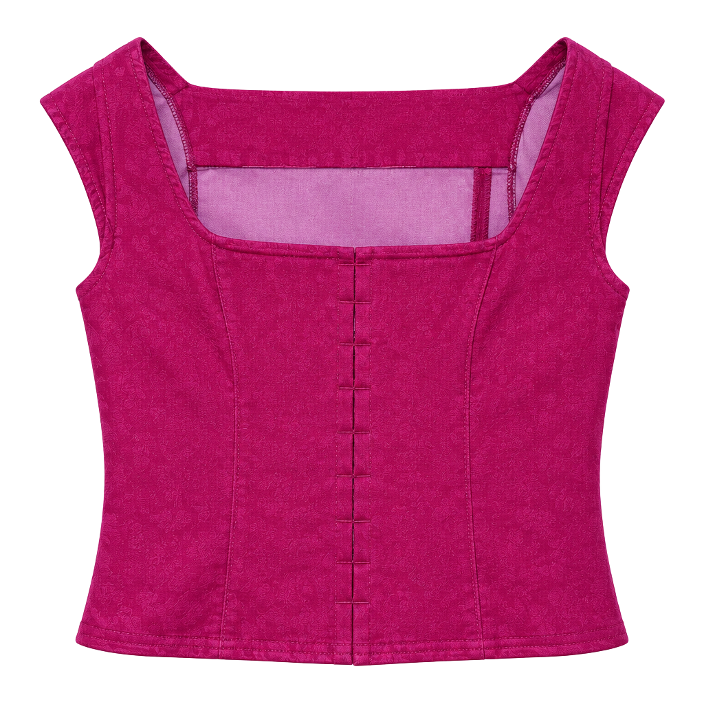 Free People Baroque Denim Corset Top Size M Red 1