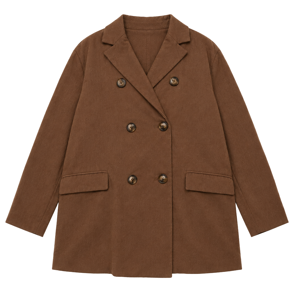 French Mauve Brown Double Breasted Blazer Jacket 1