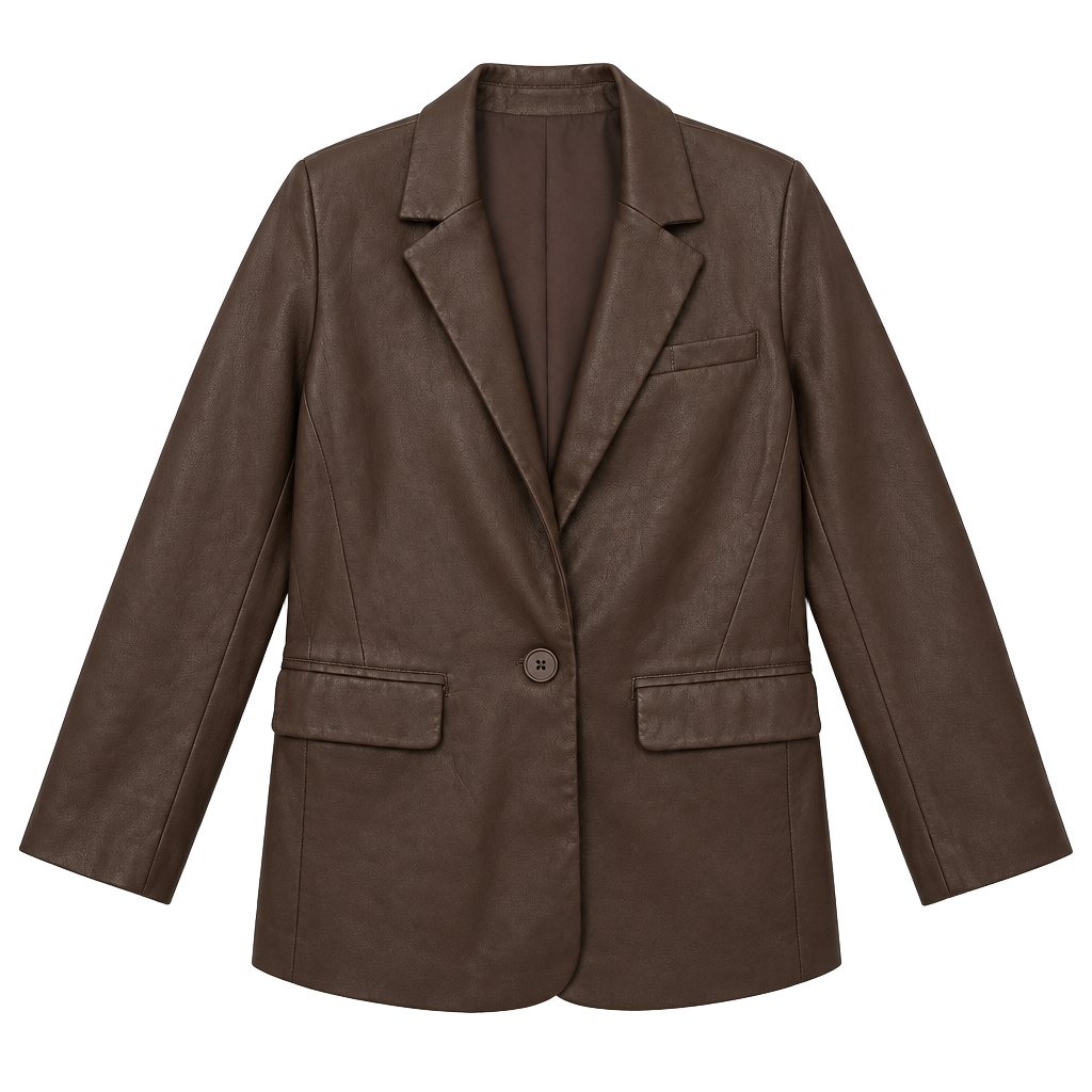 FIFTEEN TWENTY Faux Leather Blazer Size L Brown Jacket 1