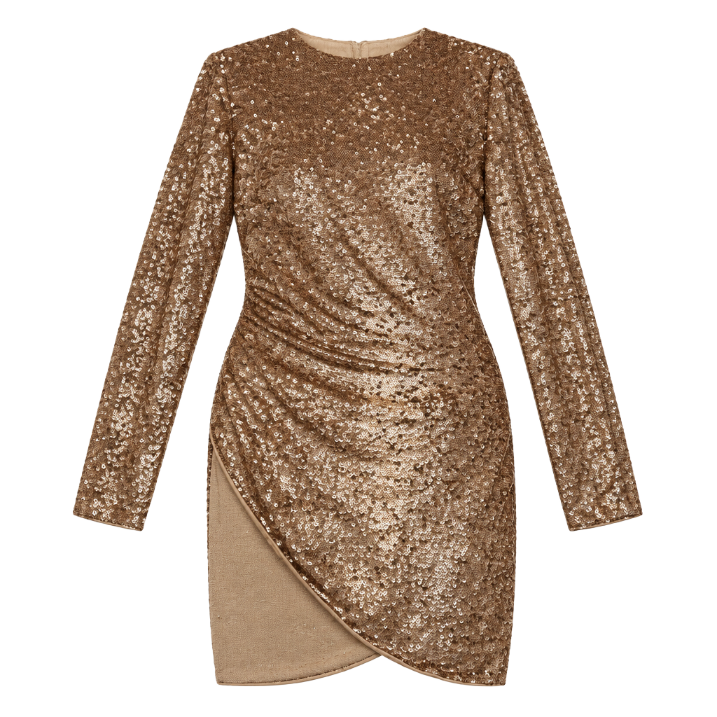 Keepsake Sequin Long Sleeve Mini Dress Rose Gold 1