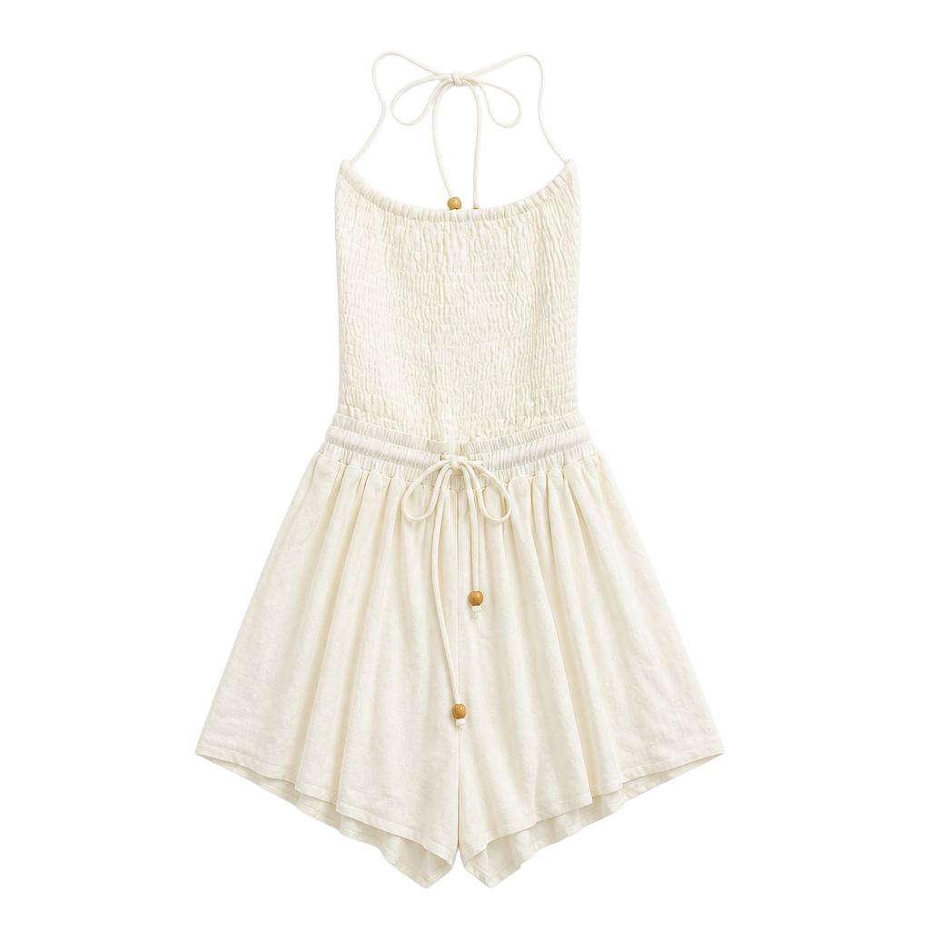 Quiet Storm Women's Boho Rope Tie Back Open Back romper Tassels Size Medium 1