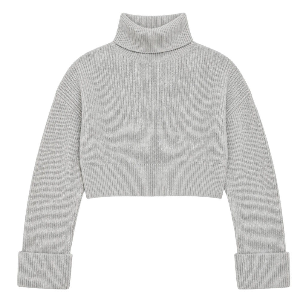 Edikted Gray Ribbed Oversized Cropped Turtleneck Sweater Size M/L 1