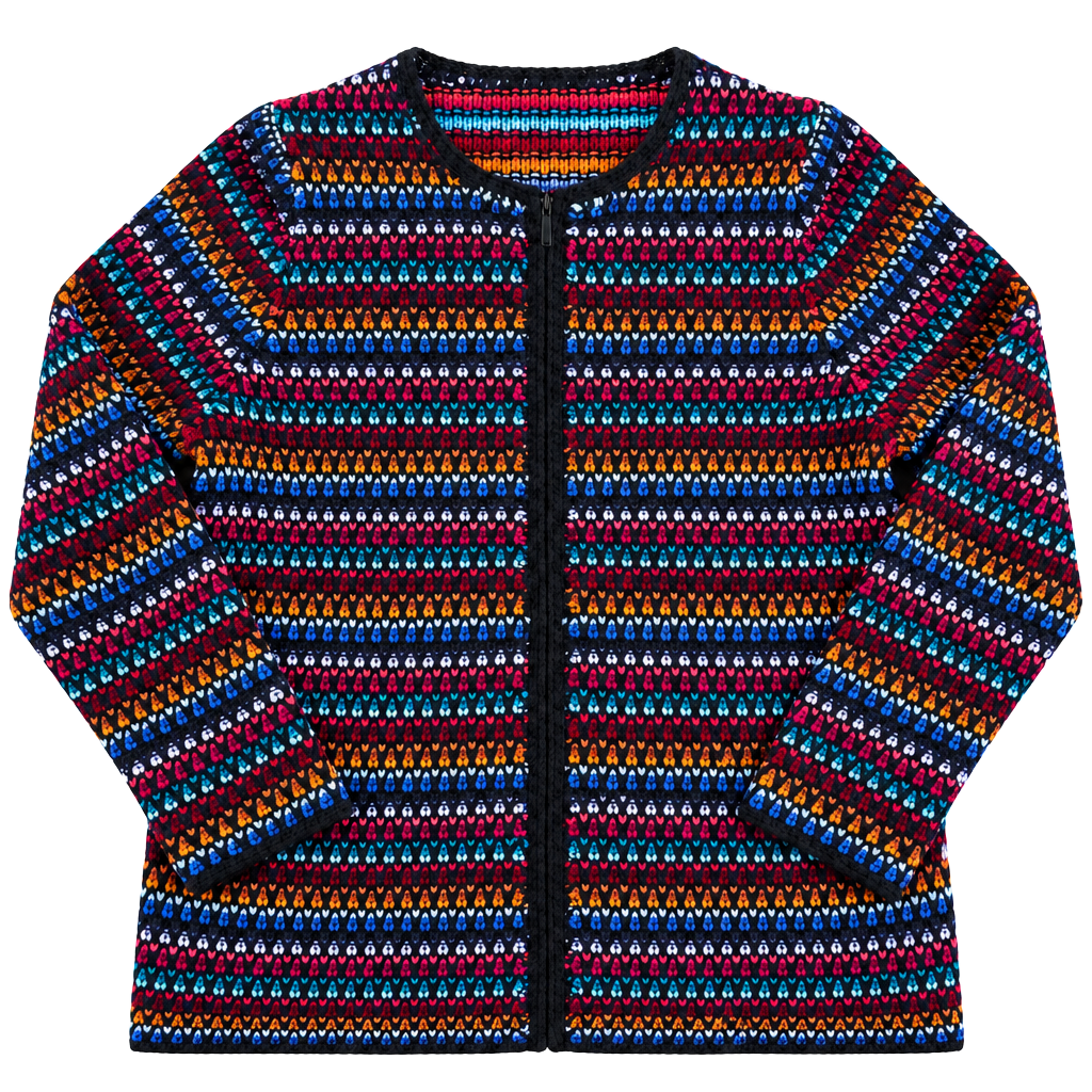 Coldwater Creek Cardigan 1X Multicolor Striped Knit Zip Front Cotton Blend 1