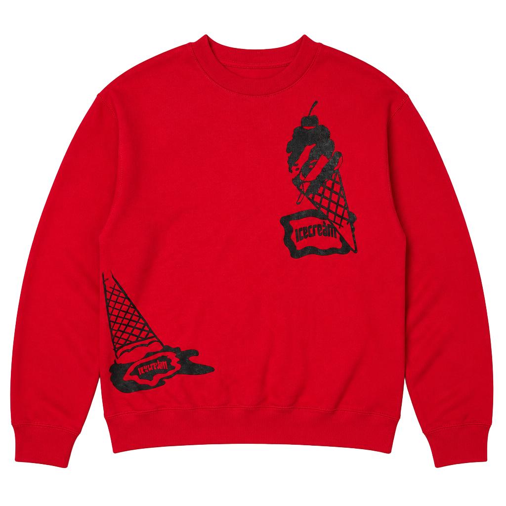 Billionaire Boys Club ICECREA Logo Crewneck Sweatshirt Red Men’s size S 1