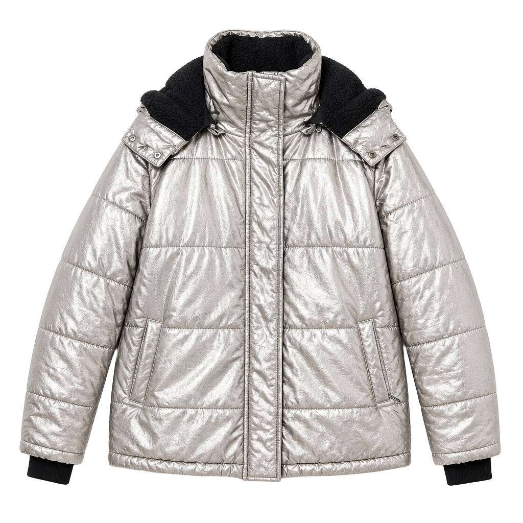 Avec Les Filles Pale Gold Metallic Puffer Jacket 1