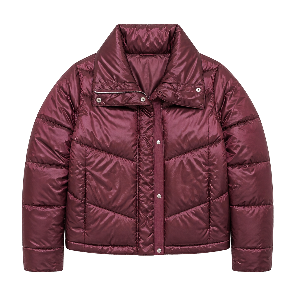 Abercrombie & Fitch The A&F Mini Puffer Size M Burgundy Wine Winter Jacket 1