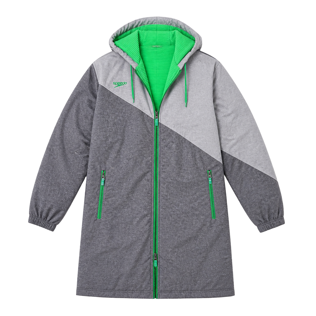 Speedo Swim Parka Fleece Lined Grey Green 1
