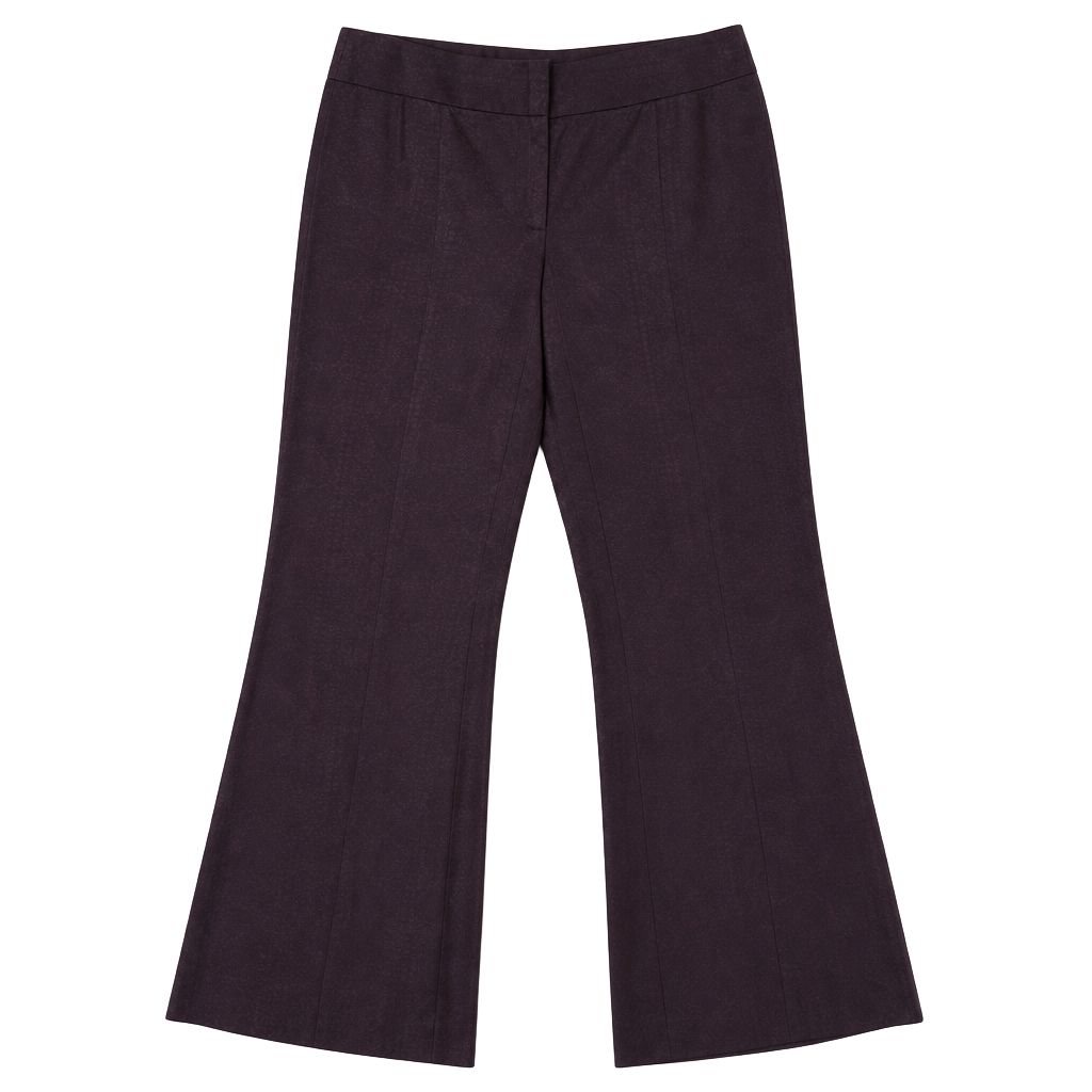 Elie Tahari Women's Dark Burgundy Textured Brocade Straight Leg Trousers Size 4 1