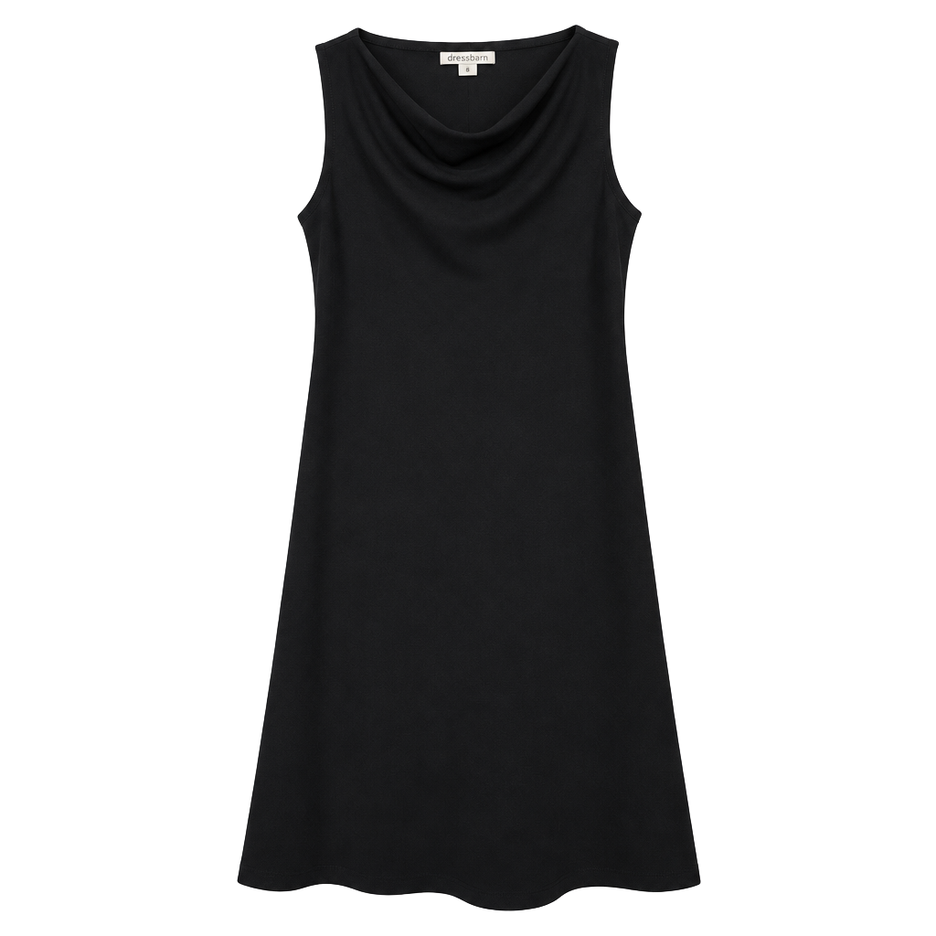 Vintage Dressbarn Women's Size 14 Sleeveless Cowl Neck Stretch Knit Little Black Dress NWT 1