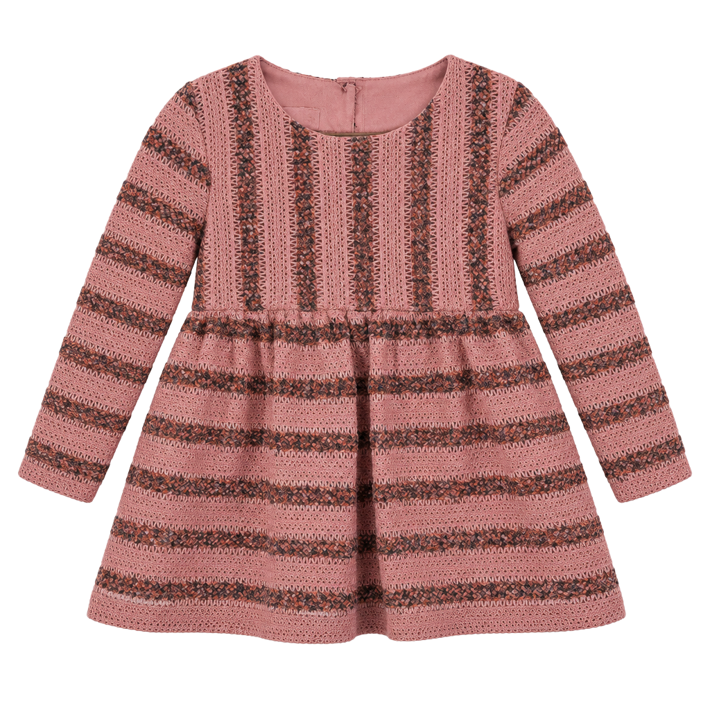 Bonnie Jean Toddler 2T Pink Stripe Textured Sweater Knit Dress 1