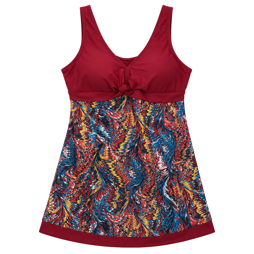 Summer Mae Women Plus Size One Piece Swimdress Tummy Control Bathing Suit with Shorts, size 4XL 1