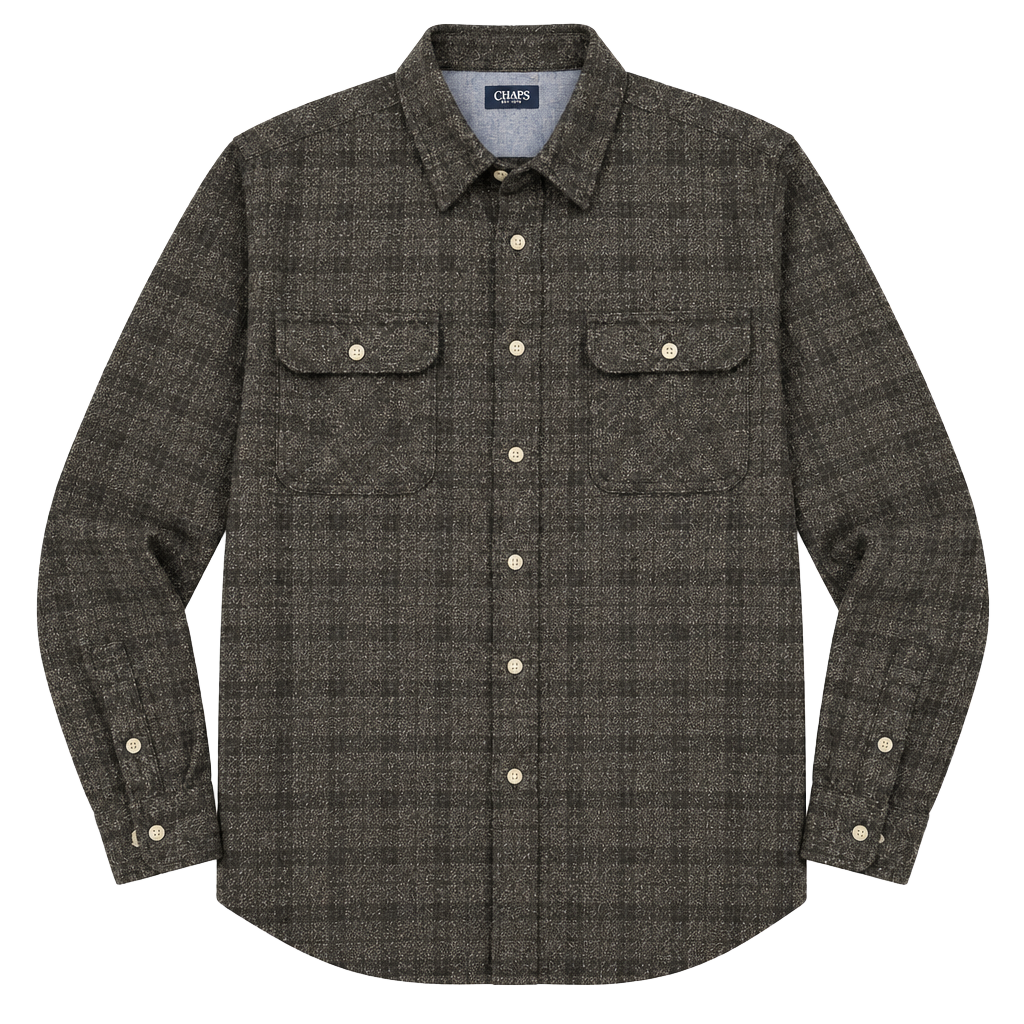 Chaps Men's Long Sleeve Knit Plaid Flannel Shirt 1