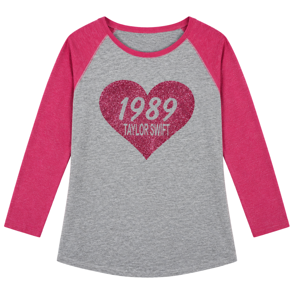 L.A.T. Taylor Swift 1989 Raglan Shirt Size L Gray Pink Shake It Off 1