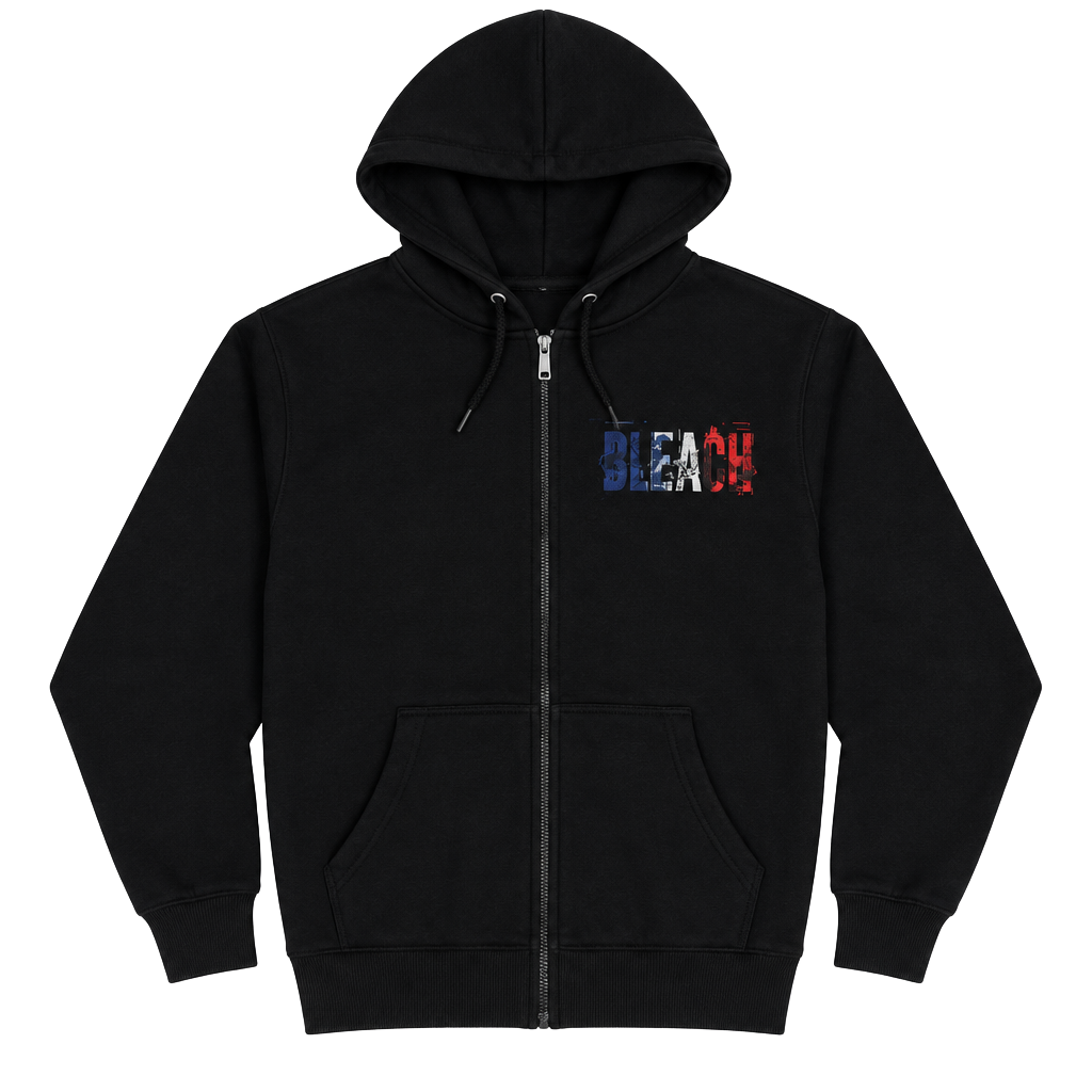 Bleach Anime Full Zip Hoodie Black Unique Zipper Mens Size Medium 1