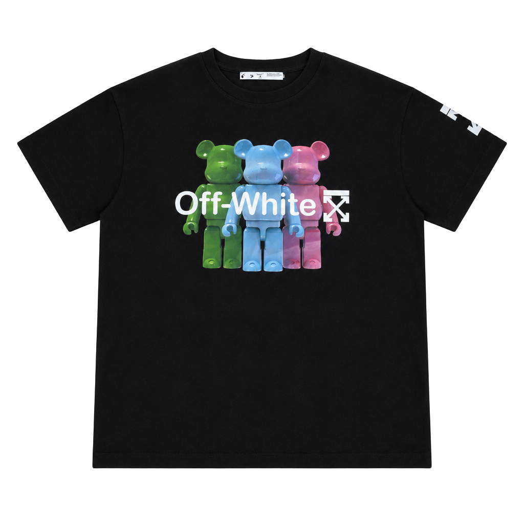 Virgil Off-White Bearbrick Graphic T-Shirt Black Mens Size Medium 1