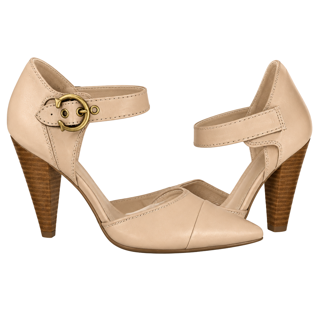 Coach Wren Pumps Women’s Size 6.5 Beachwood Leather Pointed Toe Ankle Strap 1