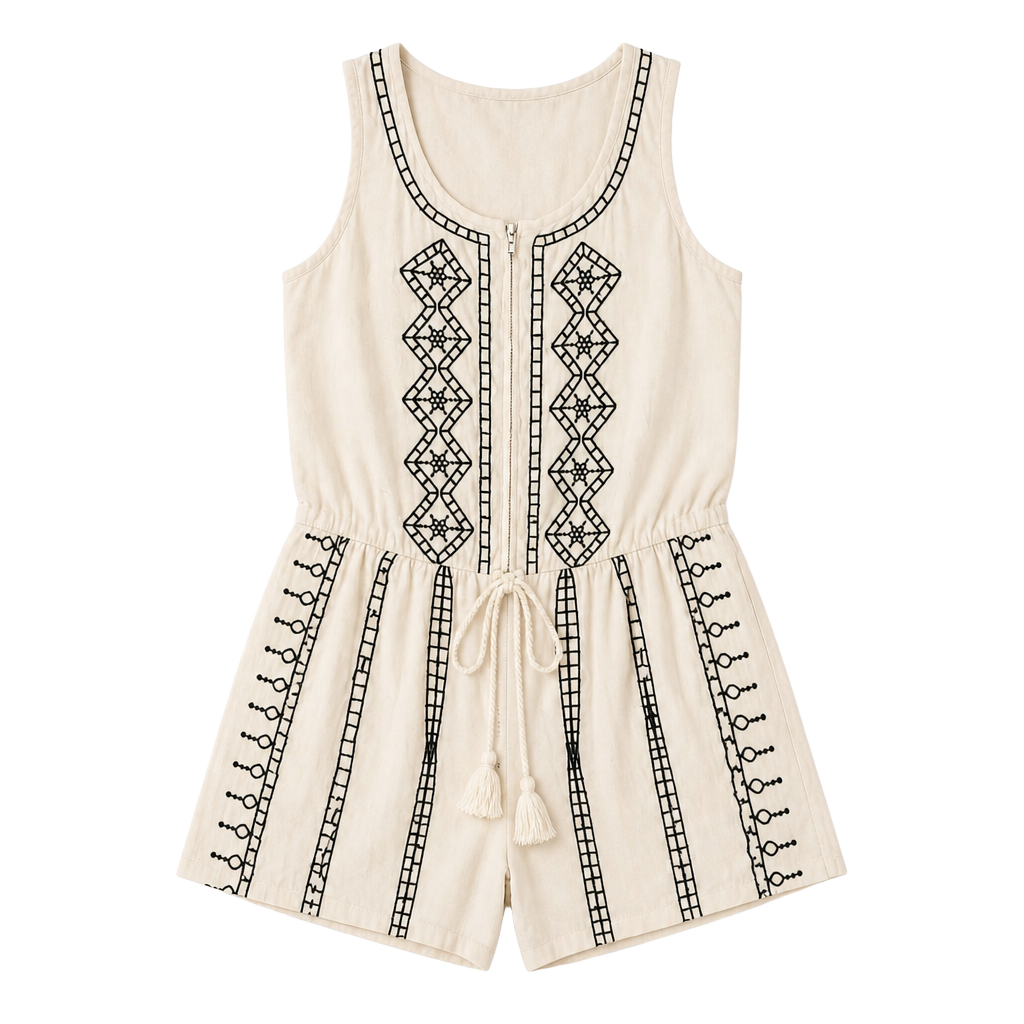 Gianni Bini Embroidered Sleeveless Romper Size L 1
