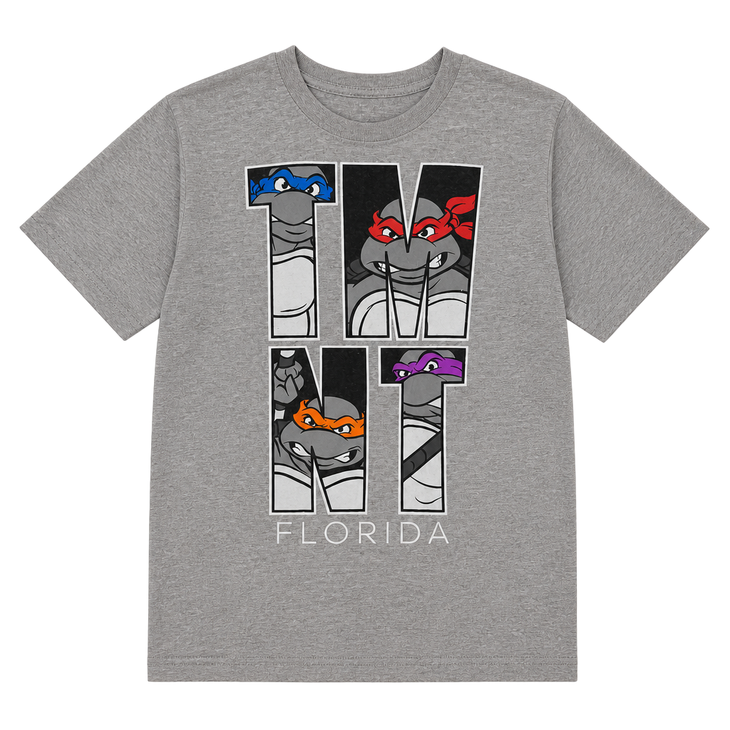 Teenage Mutant Ninja Turtles TMNT Florida Graphic T-Shirt Gray 1