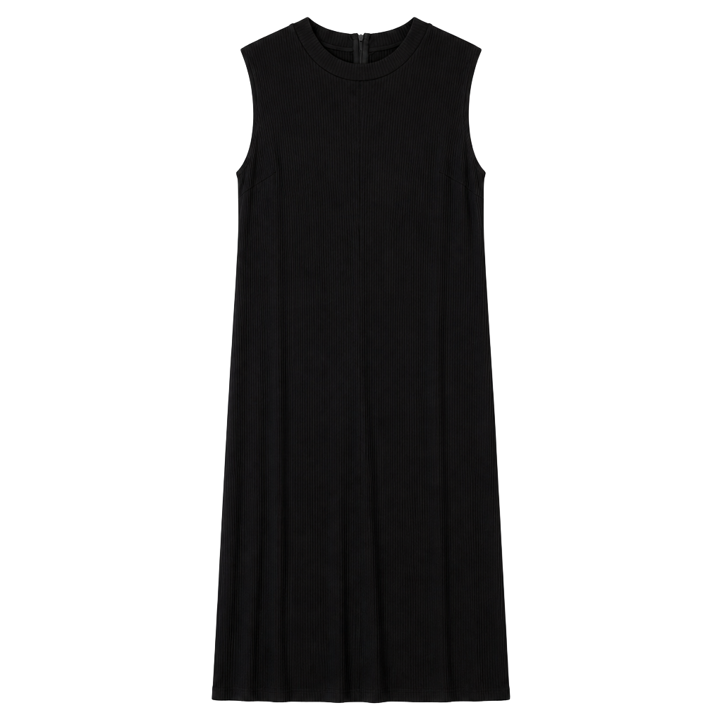 American Eagle Knit Ribbed Black Midi Dress Size M 1