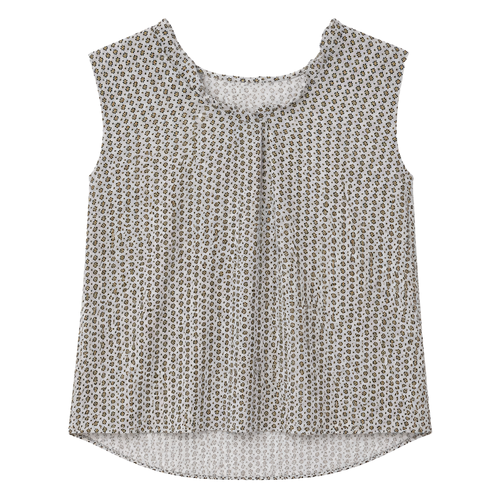 Ann Taylor Sleeveless Blouse Size XL Gray Printed Ruffle Neck 1