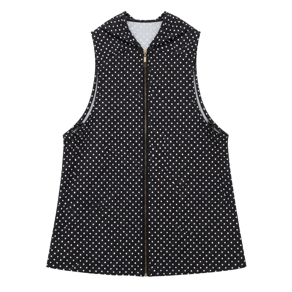 Black and White Polka Dot Sleeveless Hooded Top Size 2X 1