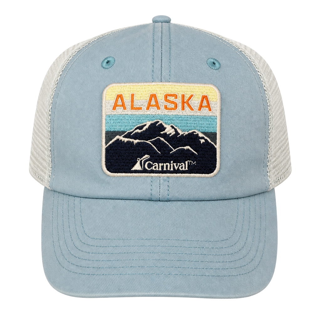 Carnival Cruise Line Alaska Mountain Patch Blue Trucker Hat 1