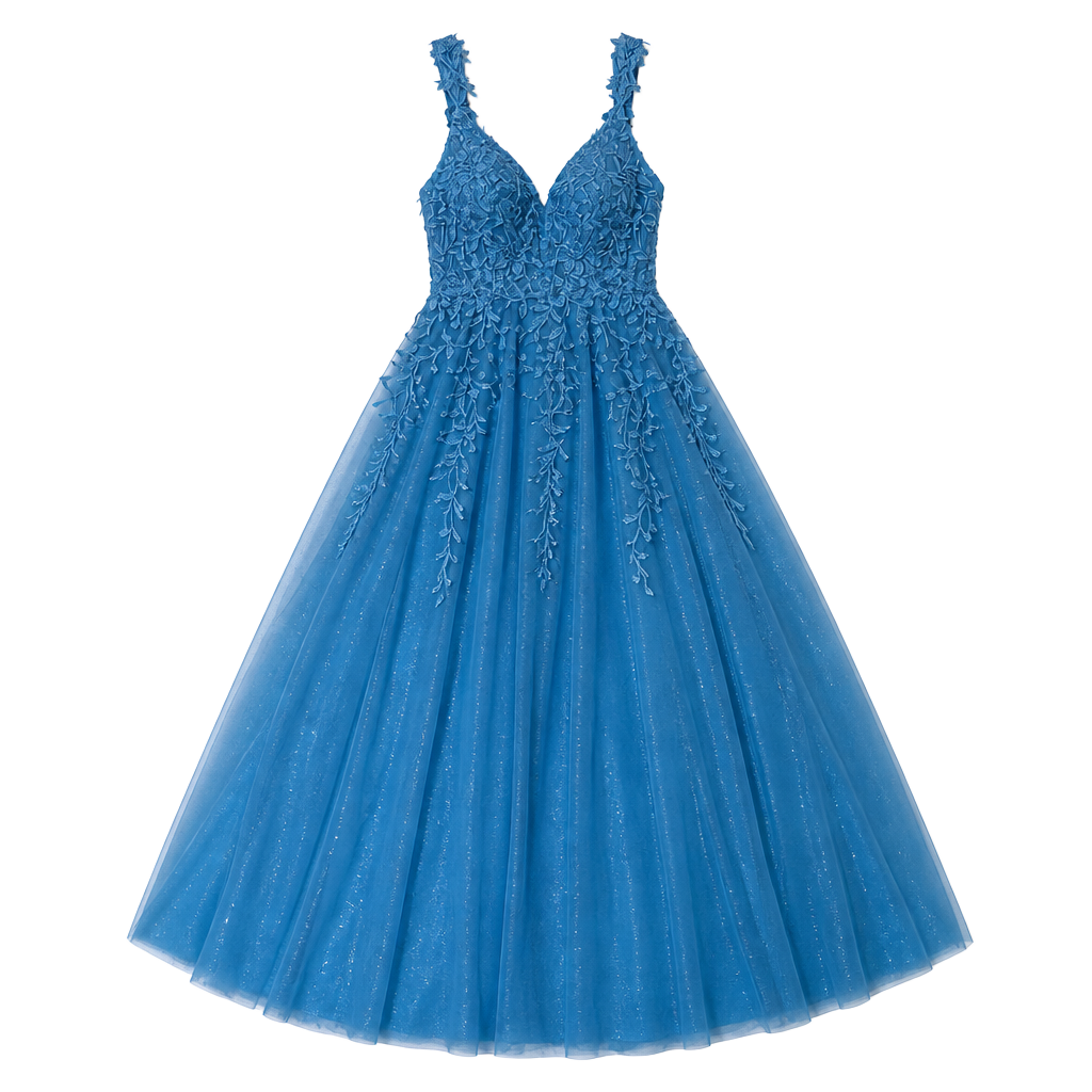Stella Couture Blue Glitter Prom Dress Lace 1