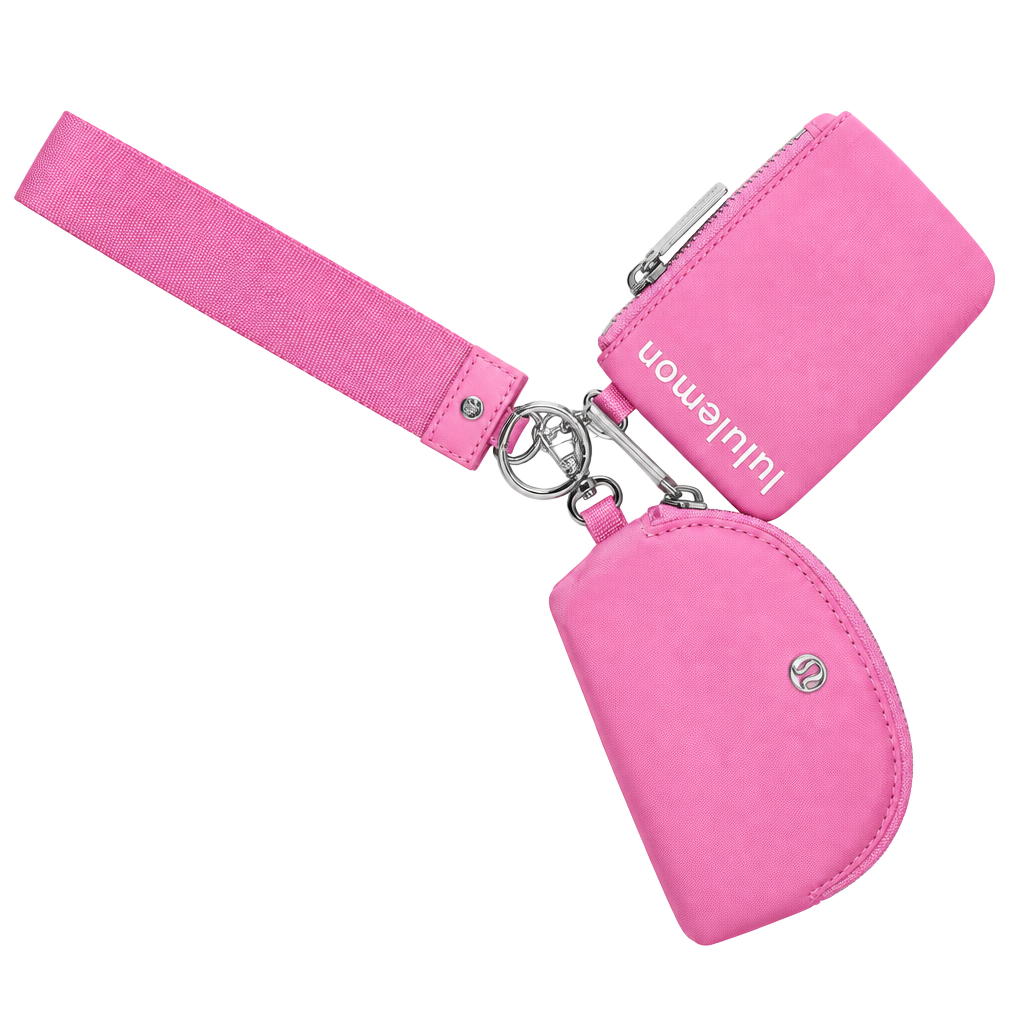 NWT Lululemon Dual Pouch Wristlet O/S Sweet Sorbet / Pink Pearl / Silver 1