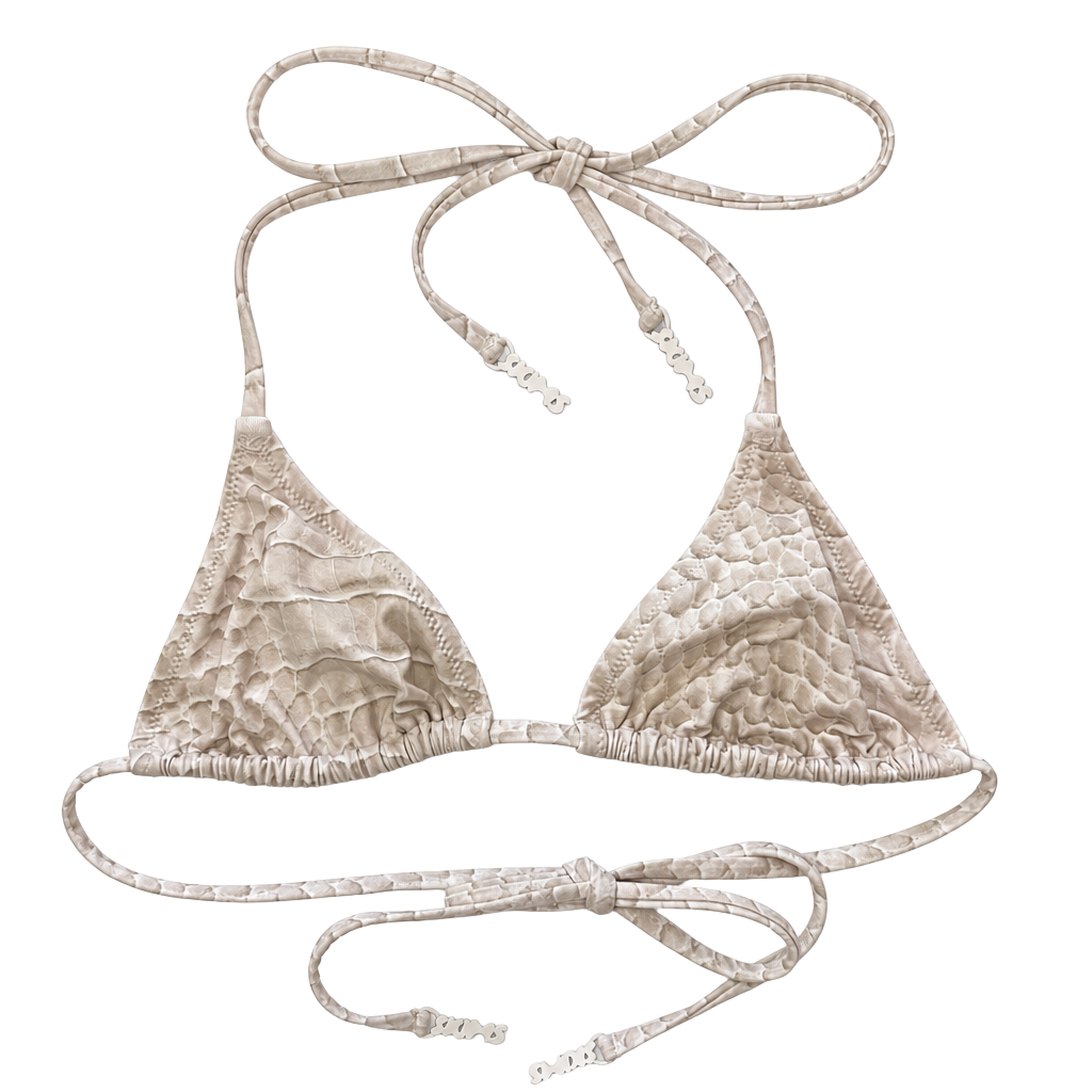 SKIMS Croc Print Triangle Bikini Top Taupe Brown 1