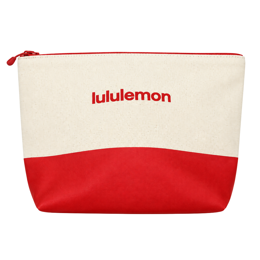 NWT Lululemon Canvas Pouch *Wordmark Red White Don't Leave Me Behind 1