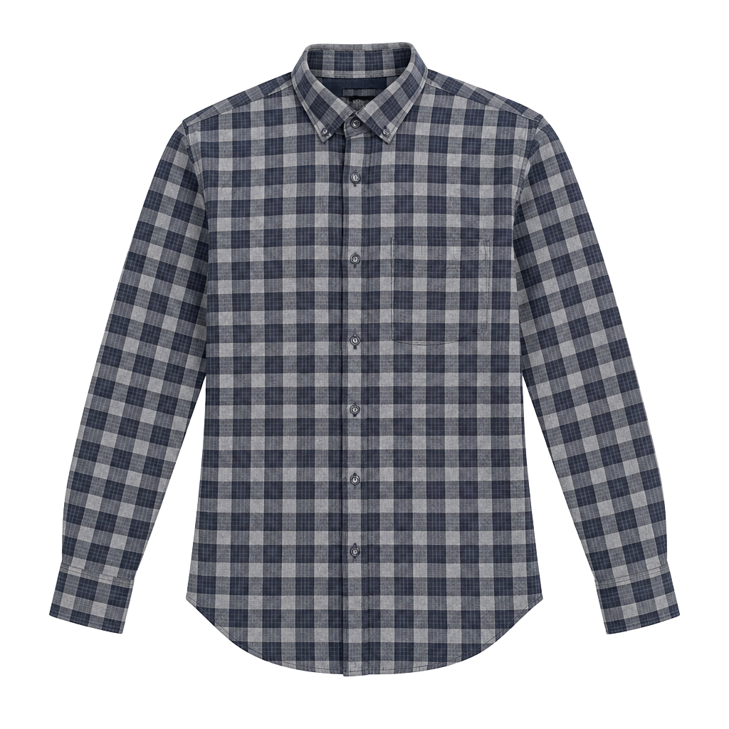 Zara Man Slim Fit Blue And Grey Plaid Long Sleeve Button Down Shirt 1