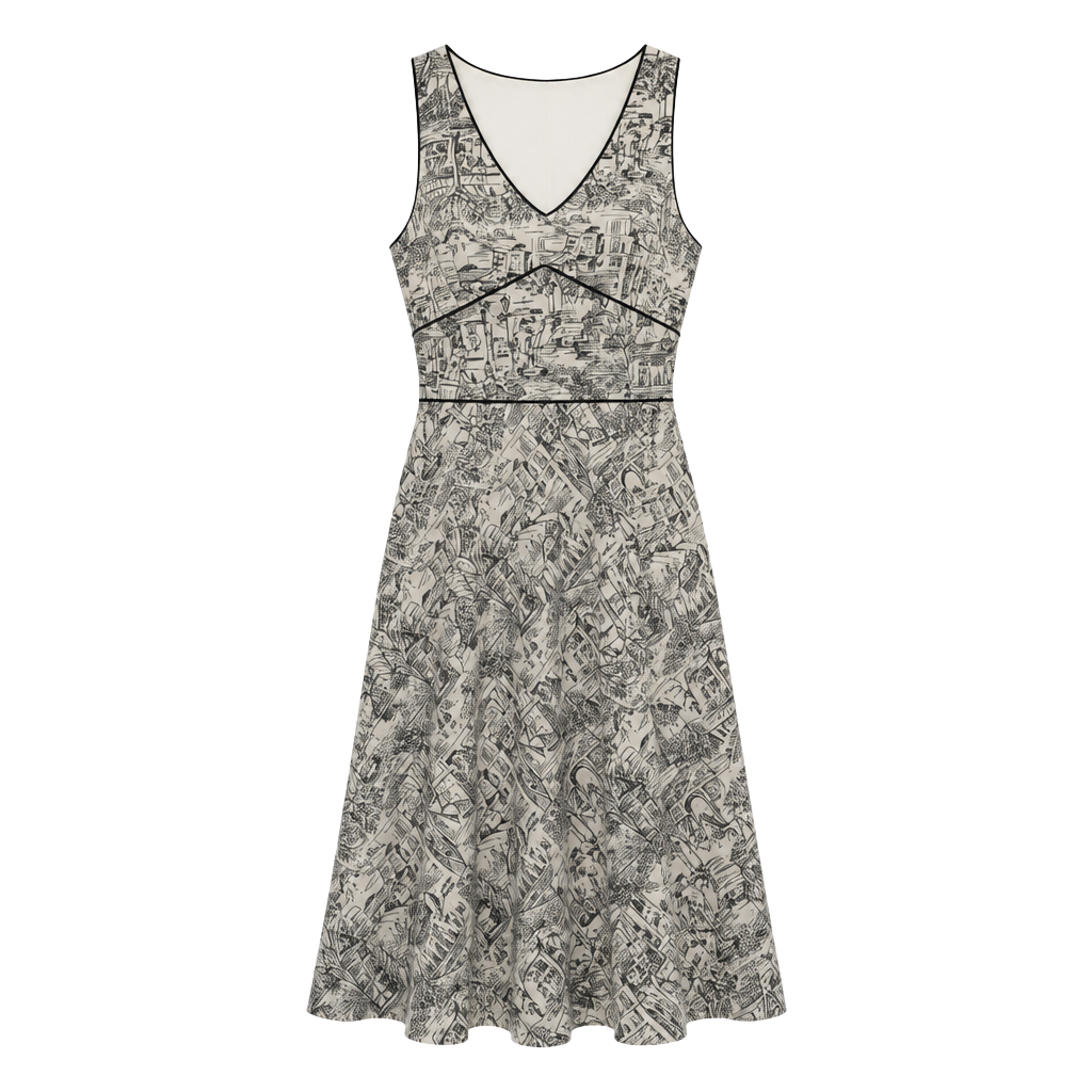 Ann Taylor LOFT Black and White Toile Print Sleeveless Dress Size 12 1