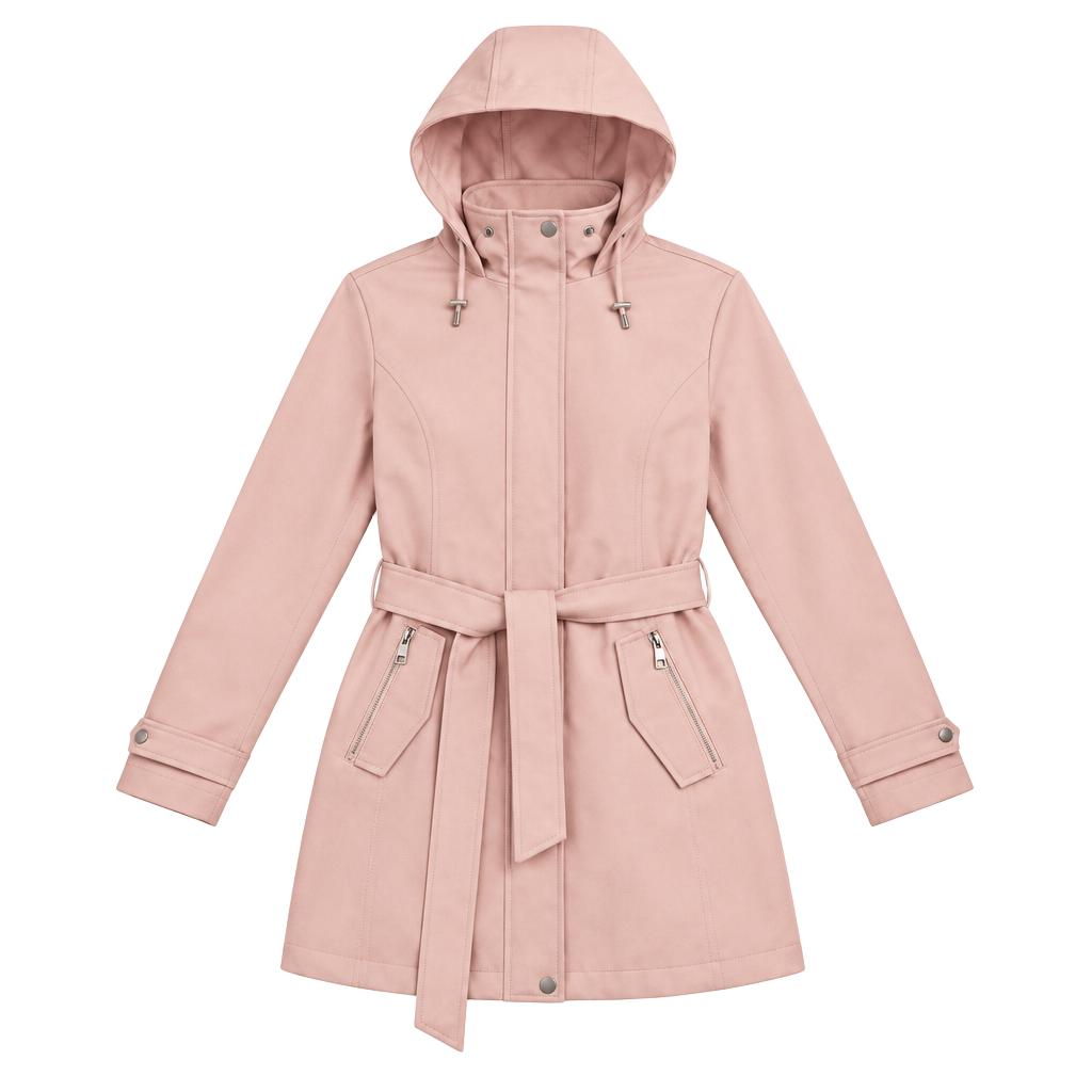 Nautica Women's Belted Hooded Raincoat Jacket 1