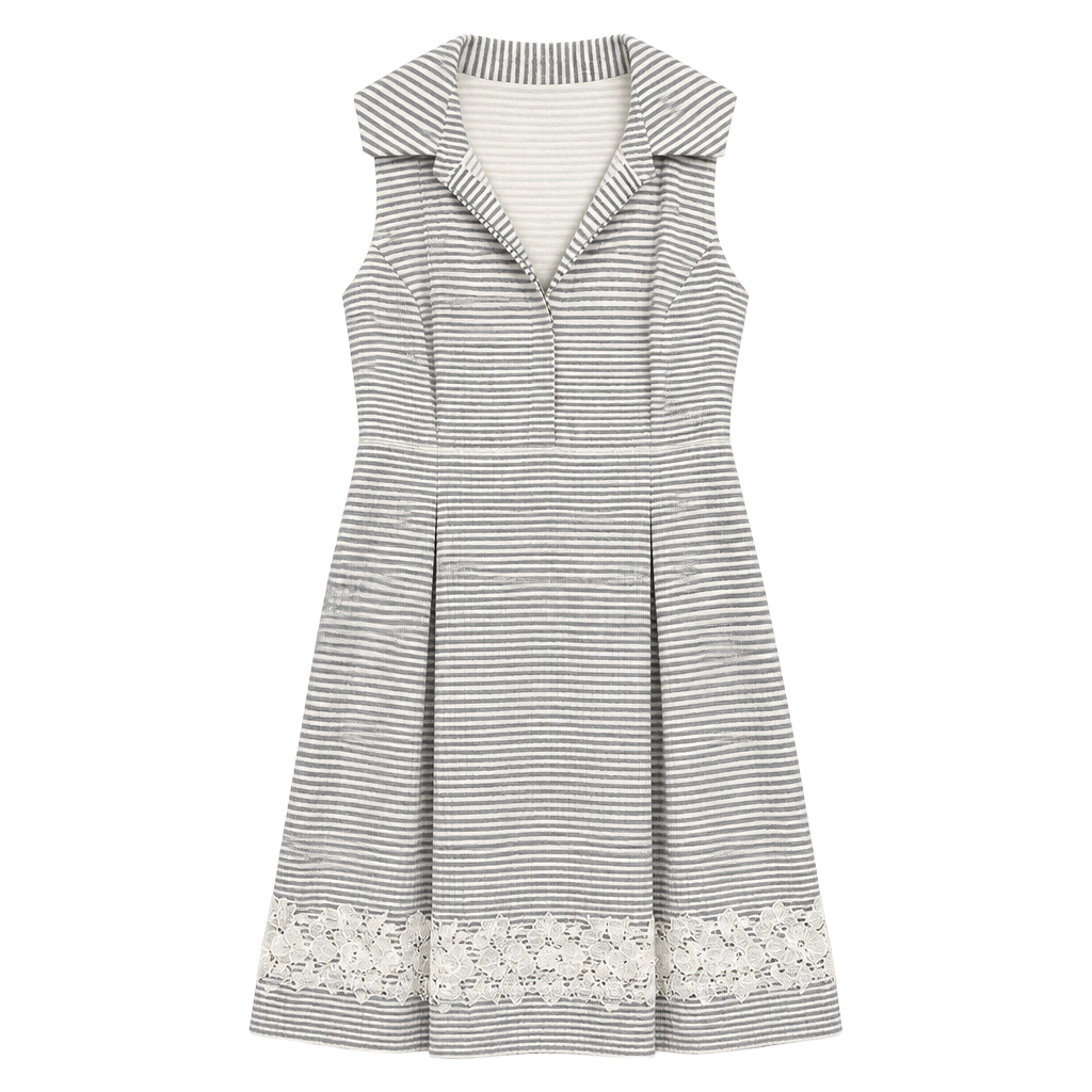 Eliza J Seersucker Fit and Flare Sleeveless Collared Mini Dress 1