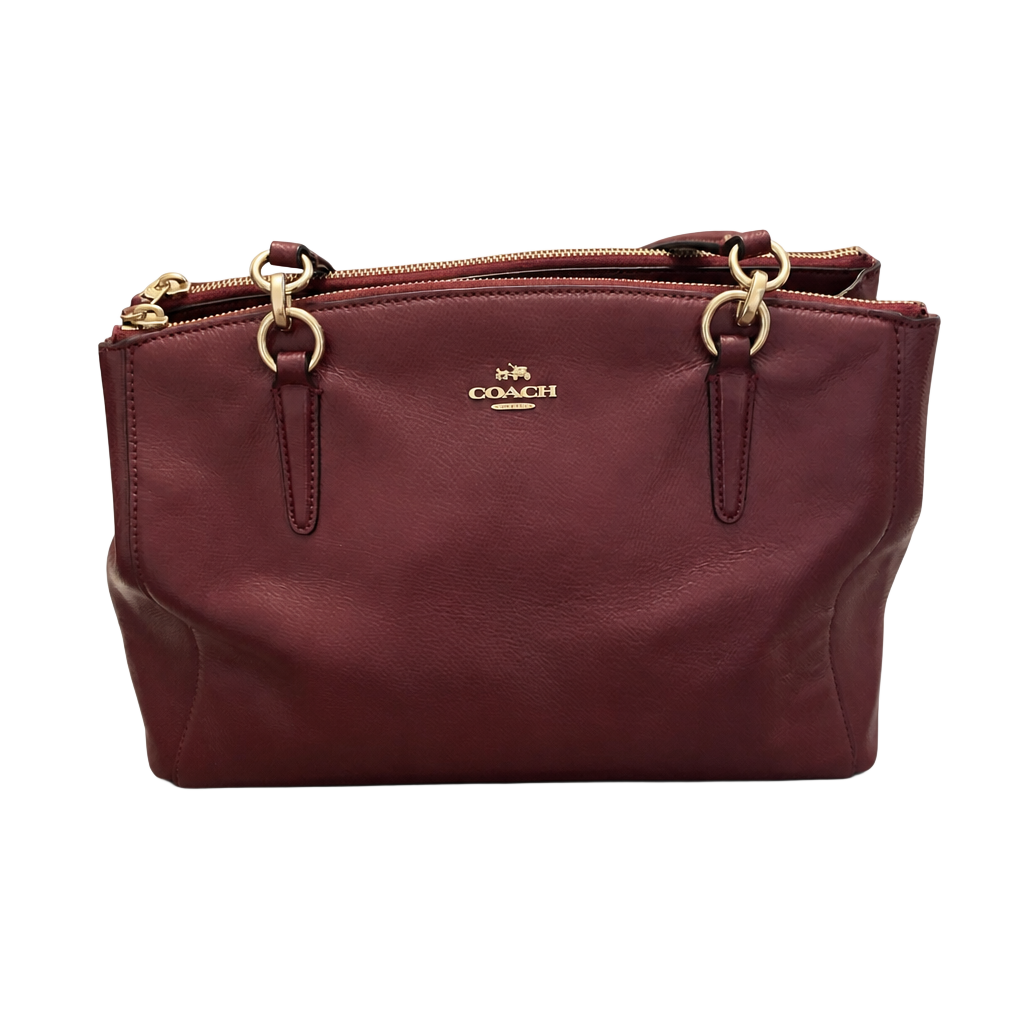 Coach Christie Carryall Burgundy Pebbled Leather Satchel Bag 1