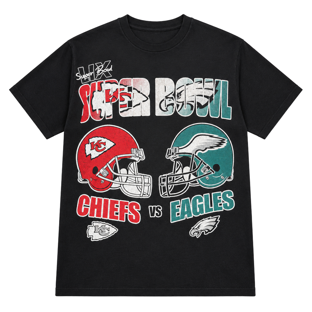 NFL Super Bowl Chiefs vs Eagles T-Shirt Black 1