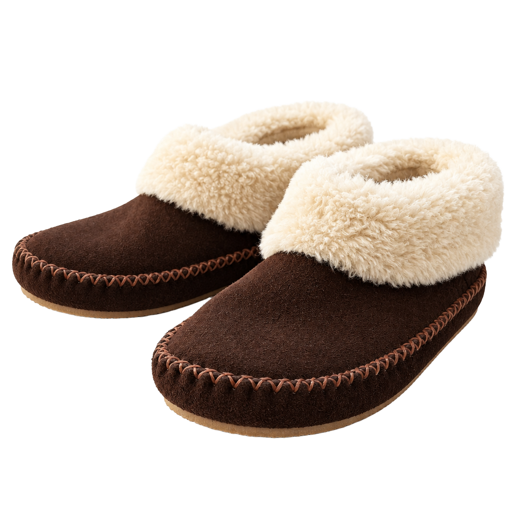 Minnetonka Moccasin Slippers Size 10 Brown Suede Faux Fur 1