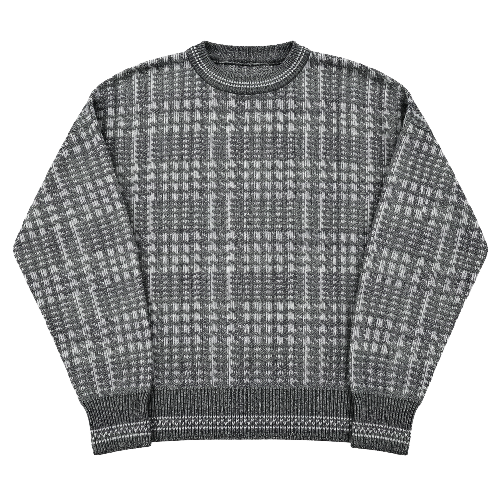 Sears Roebuck & Co. Vintage Geometric Knit Sweater Gray 1