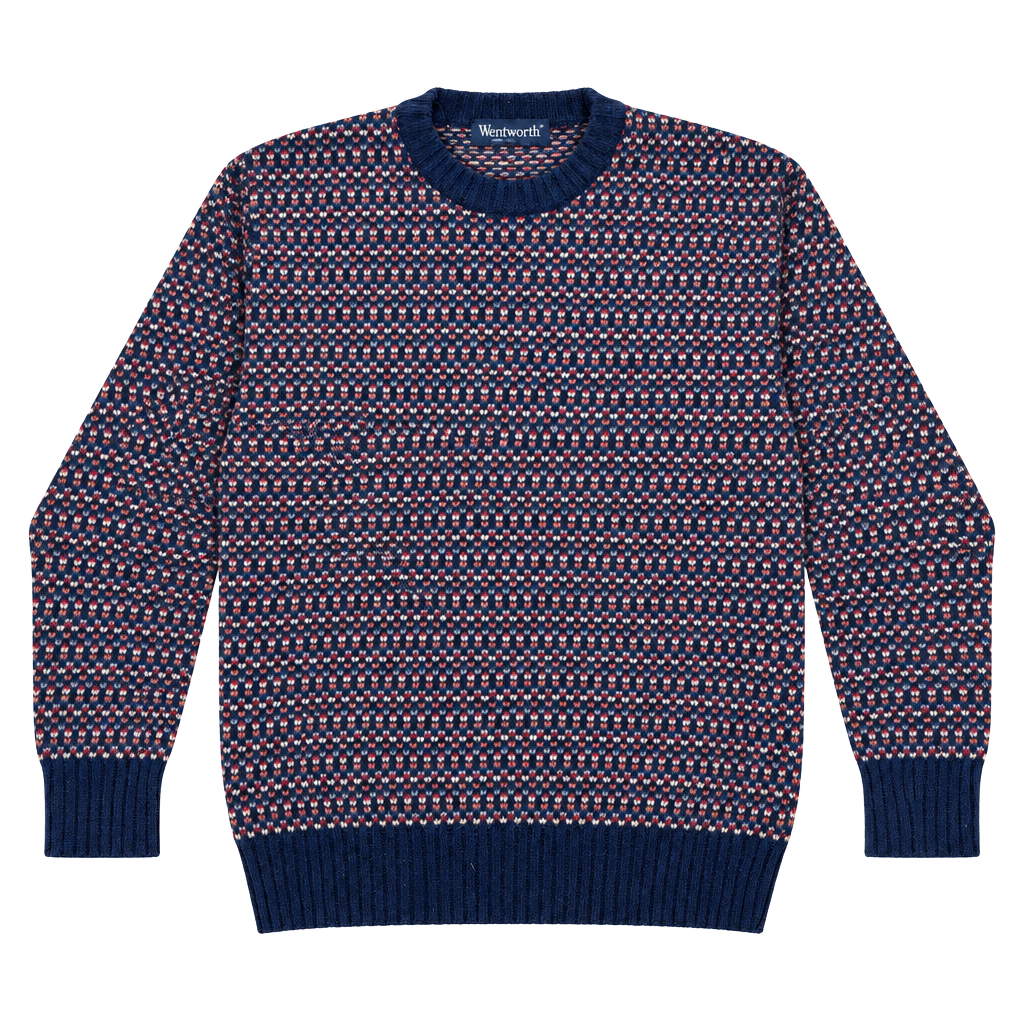 Wentworth Wool Blend Crewneck Sweater Size L Multicolor Pattern Italy 1
