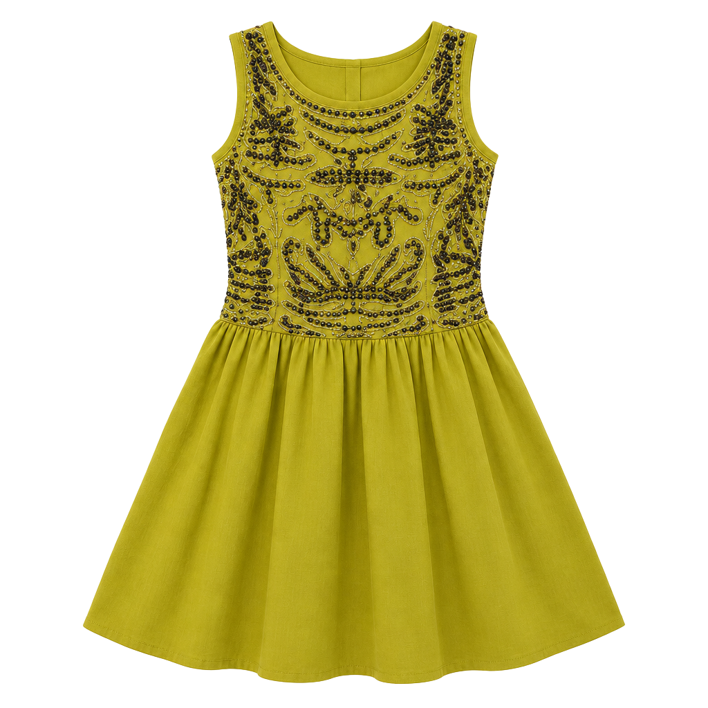 Bar III Chartreuse Embellished Sleeveless Dress Size S 1
