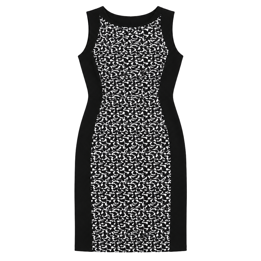 Liz Claiborne Size 6 Black Colorblock Sheath Dress Pink Blue Abstract Print Slee 1