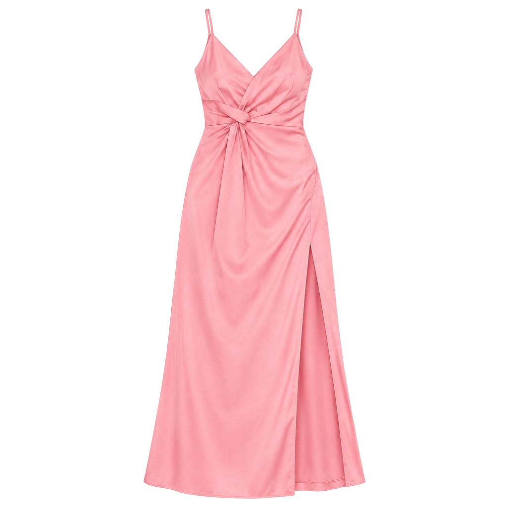 Cupcakes and Cashmere Peony Pink Satin Twist Front Maxi Dress Size 0 NWT 1
