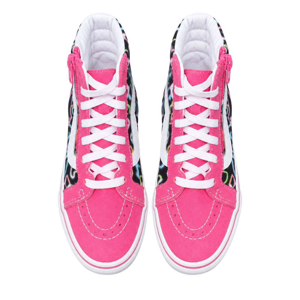 Vans Sk8-Hi Reissue Side Zip Neon Hearts Toddler Sneakers Pink 1