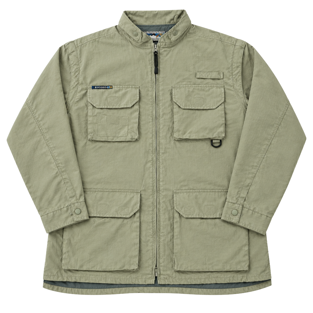 ExOfficio Utility Jacket Size L Khaki Nylon Adventure Travel Fishing 1