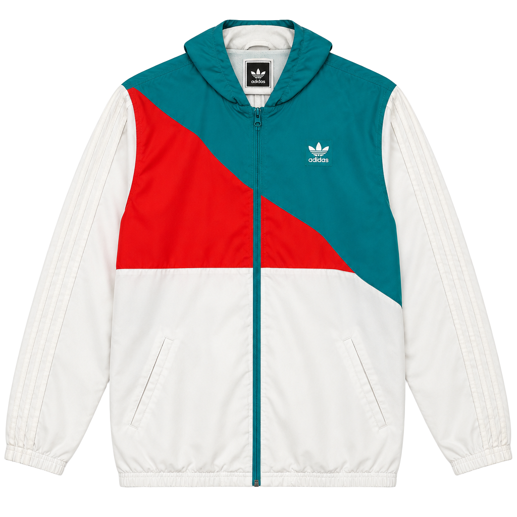 Adidas Courtside Windbreaker Jacket Size L White Teal Red 1